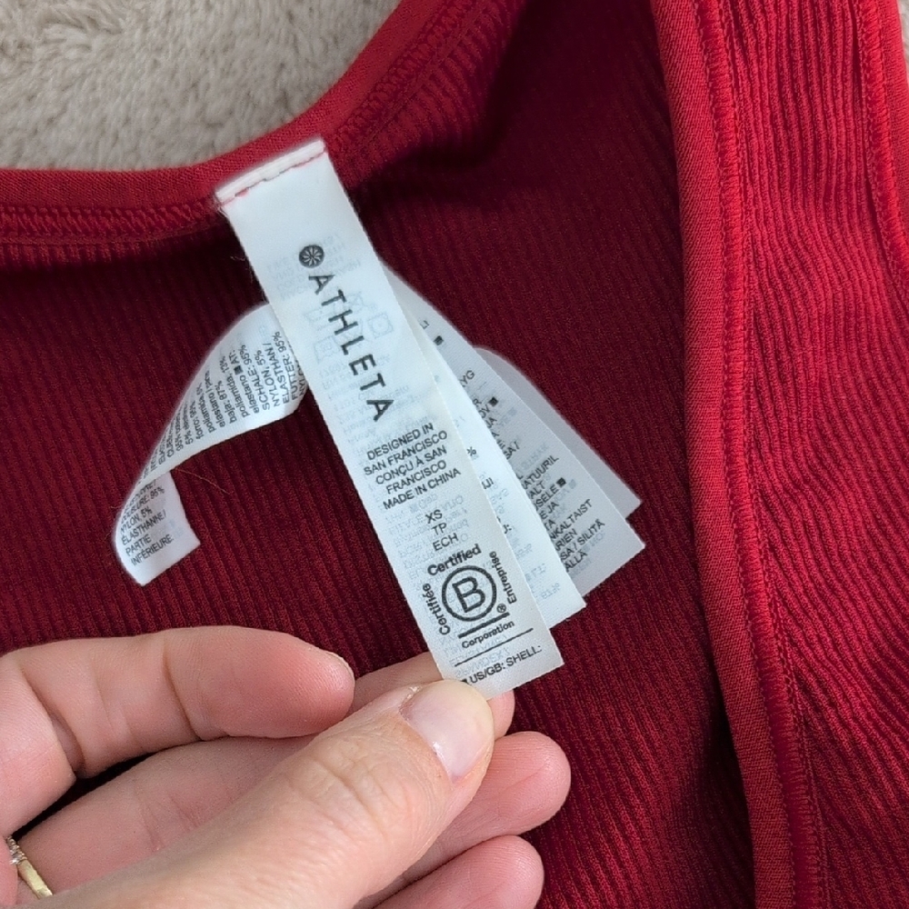 Athleta Deep Red V-Neck Crop Top - Picture 2 of 5